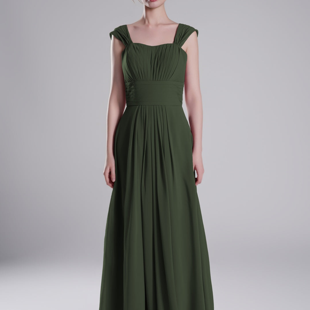 Sculpted Shoulders Pleated High Waist Dresses