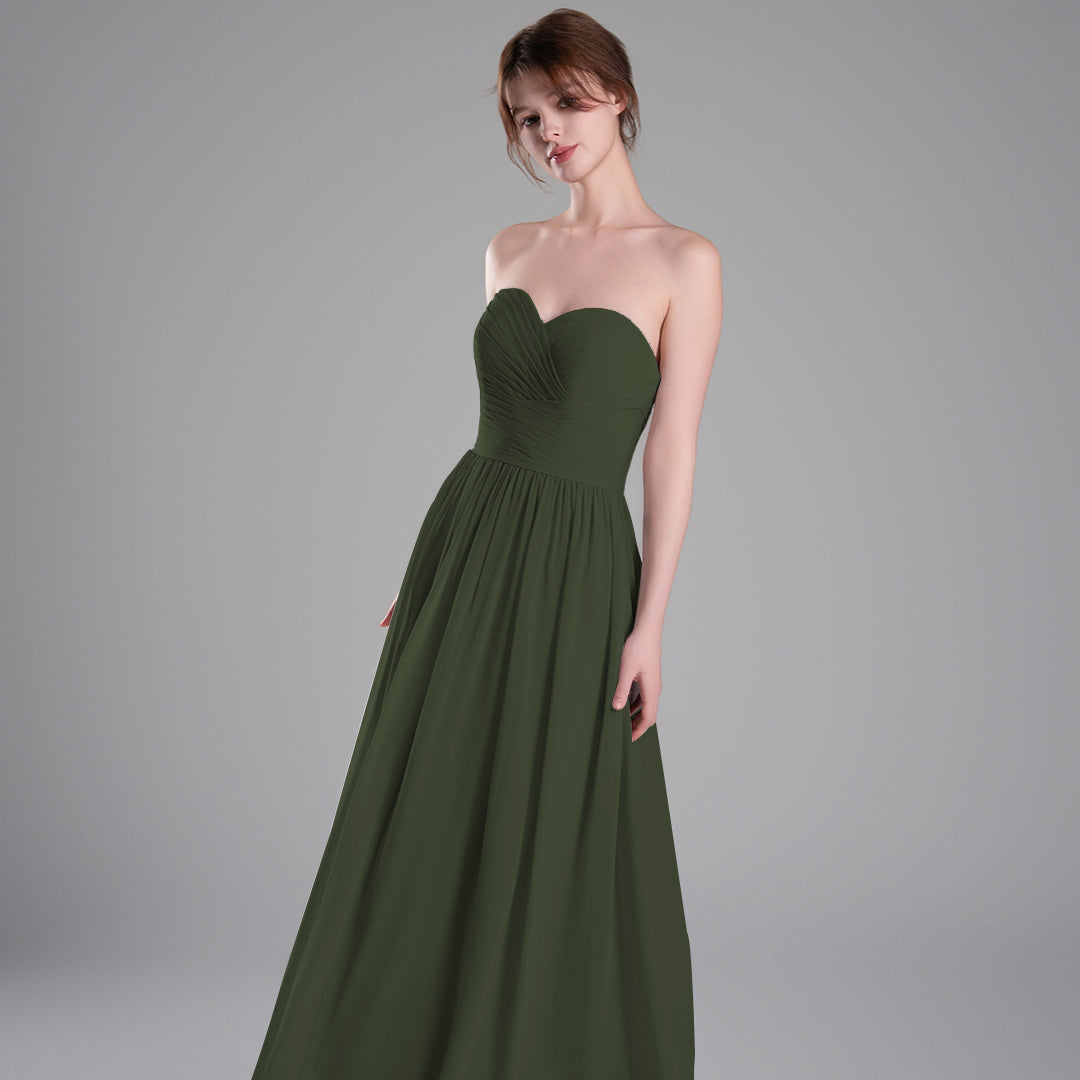 Sweetheart Neckline Pleated Bodice A-Line Dresses