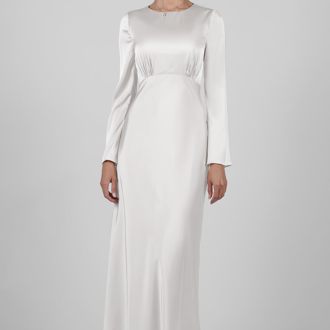 Round Neck Long Sleeve Evening Warp Hip Maxi Dress