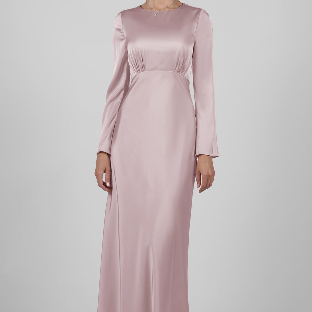 Round Neck Long Sleeve Evening Warp Hip Maxi Dress