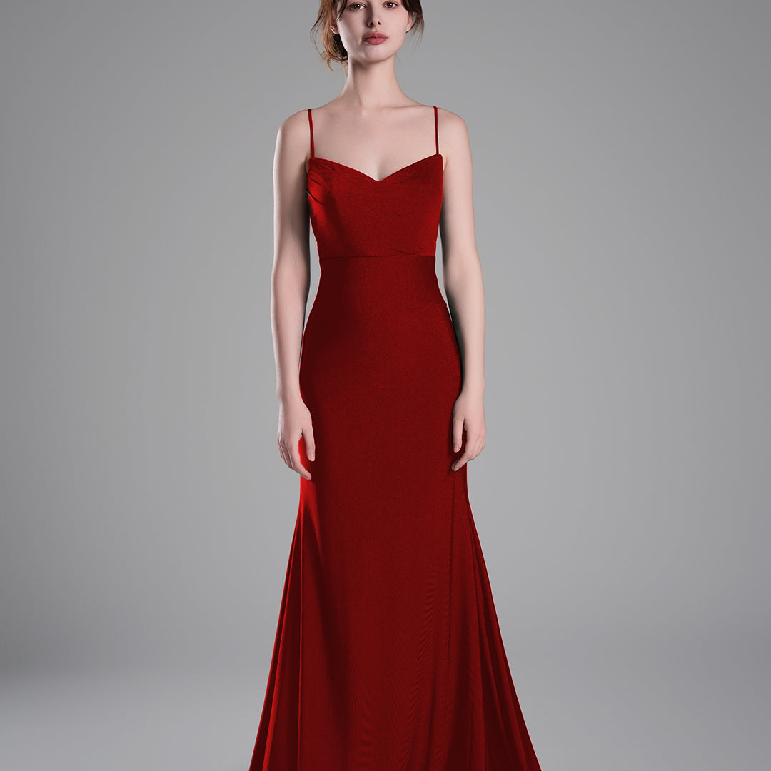 Spaghetti Straps Ruched Bodice Lace-Up Dresses