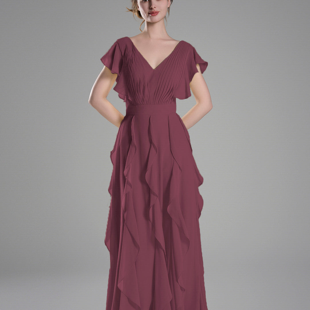 Flutter Sleeves Ruffle Detailing A-line Dresses