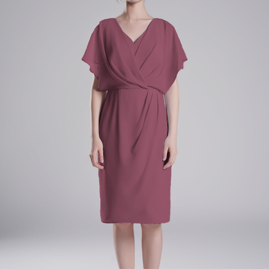 V-Neck Flowy Butterfly Sleeves Asymmetrical Wrap Dresses