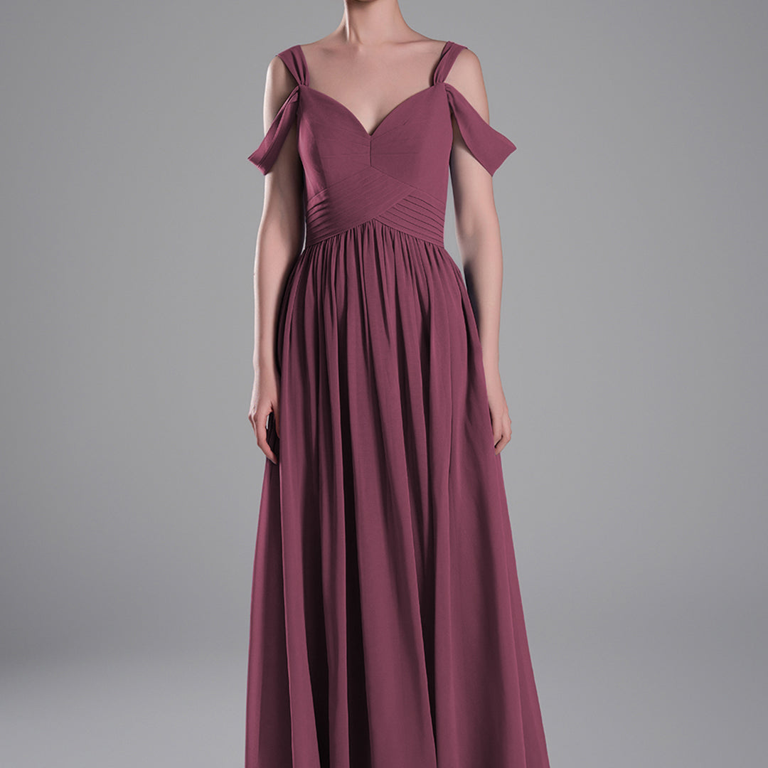 Off-Shoulder V-Neckline A-Line Flared Hem Dresses