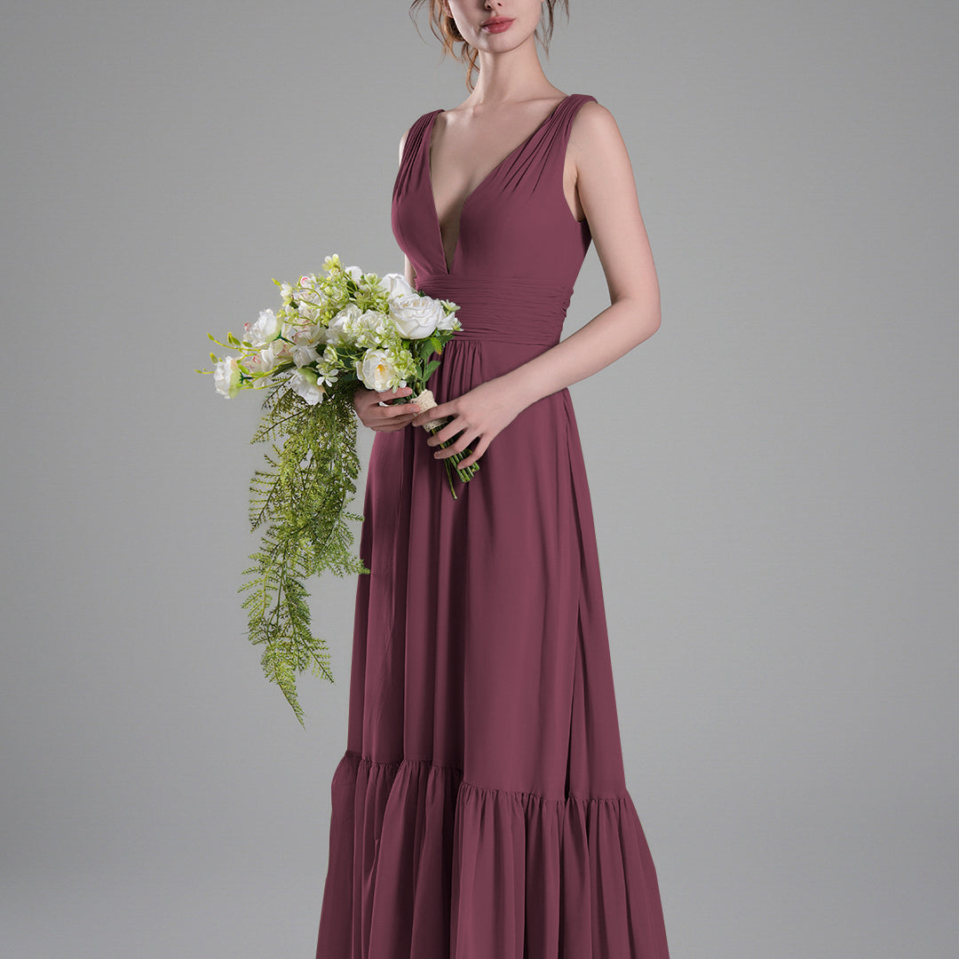 Sexy V-Neck Patchwork Chiffon Maxi Dress