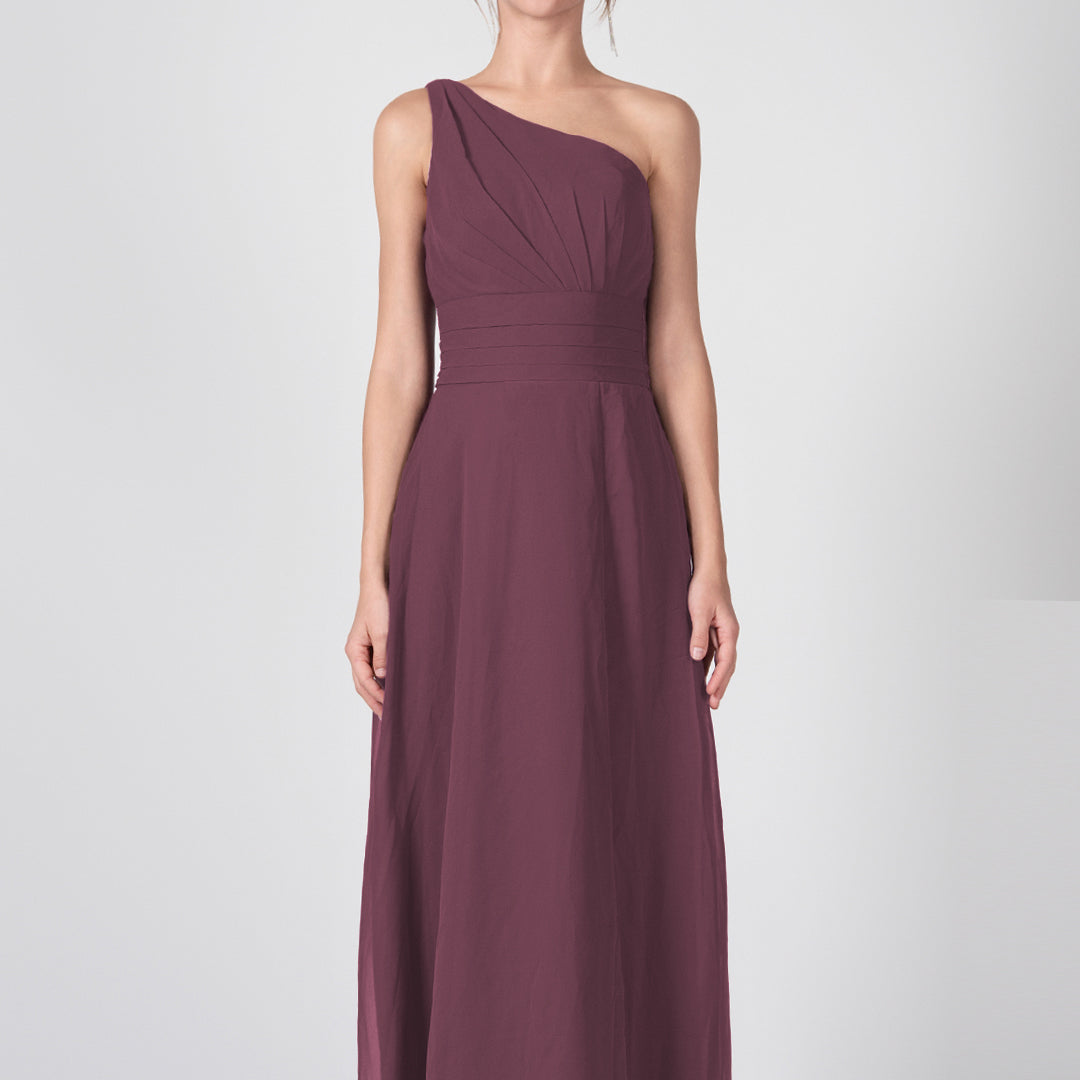 Kleider mit One-Shoulder-Träger, Plissee und geteilter Taille