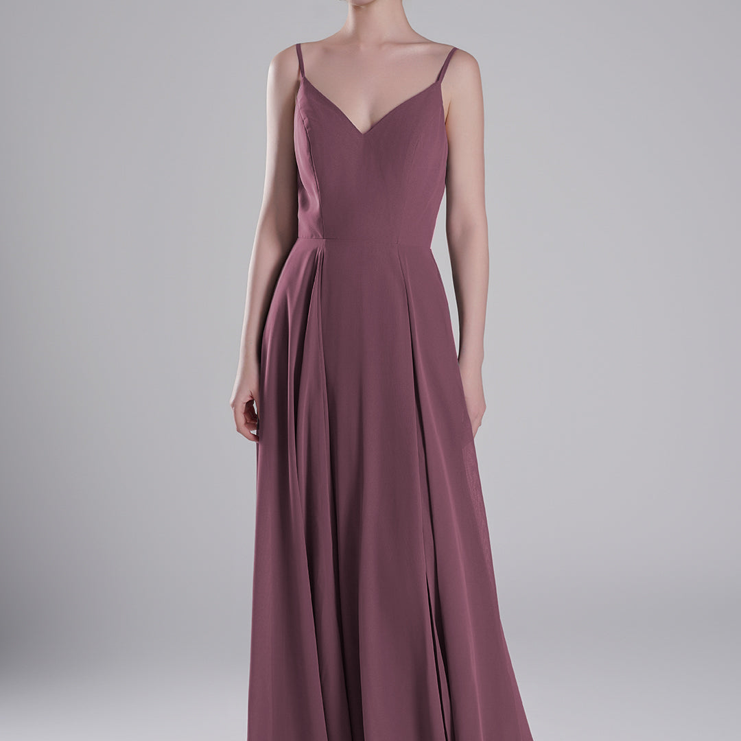 V-Neck Low-Cut Back High Slit Sweeping Train Dresses