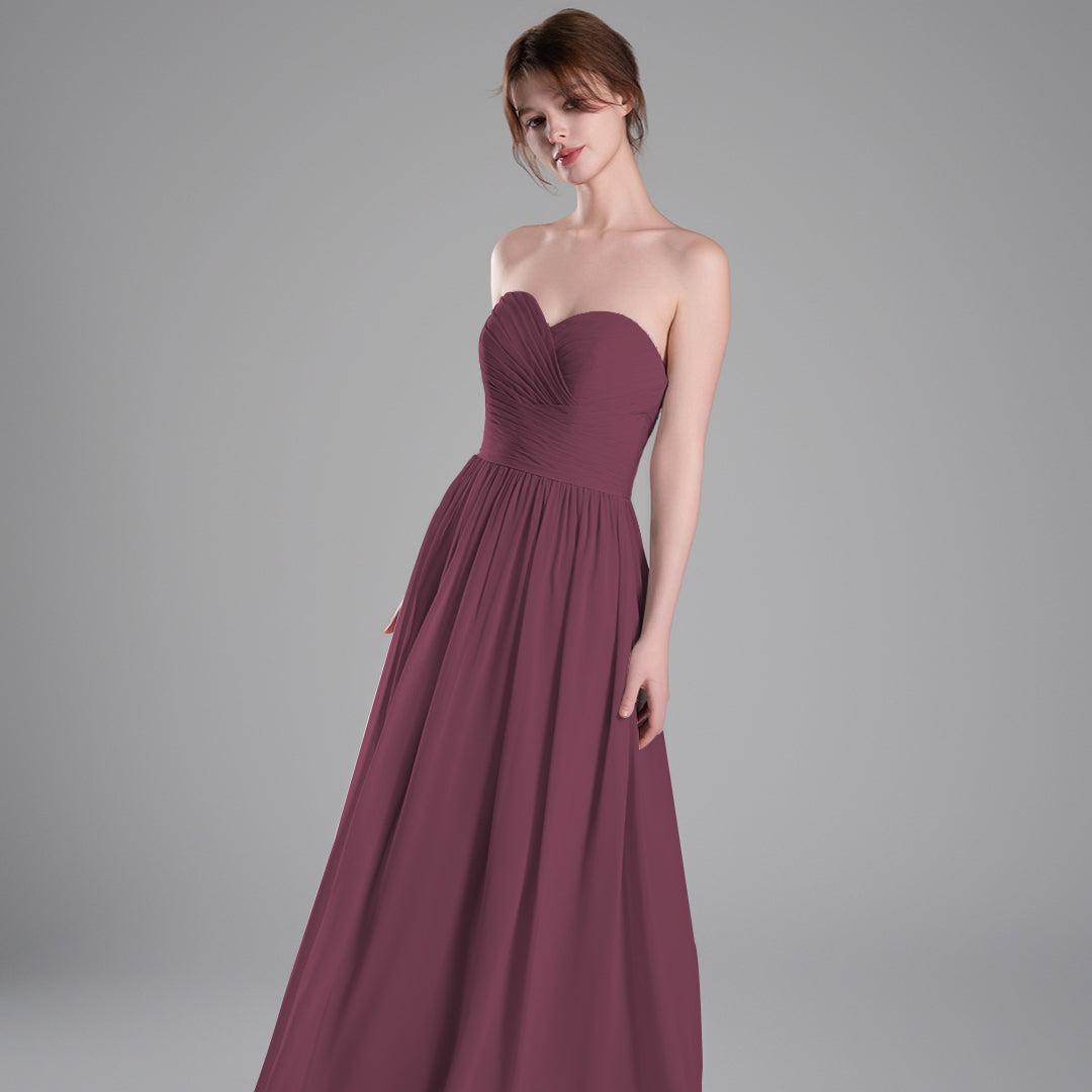 Sweetheart Neckline Pleated Bodice A-Line Dresses