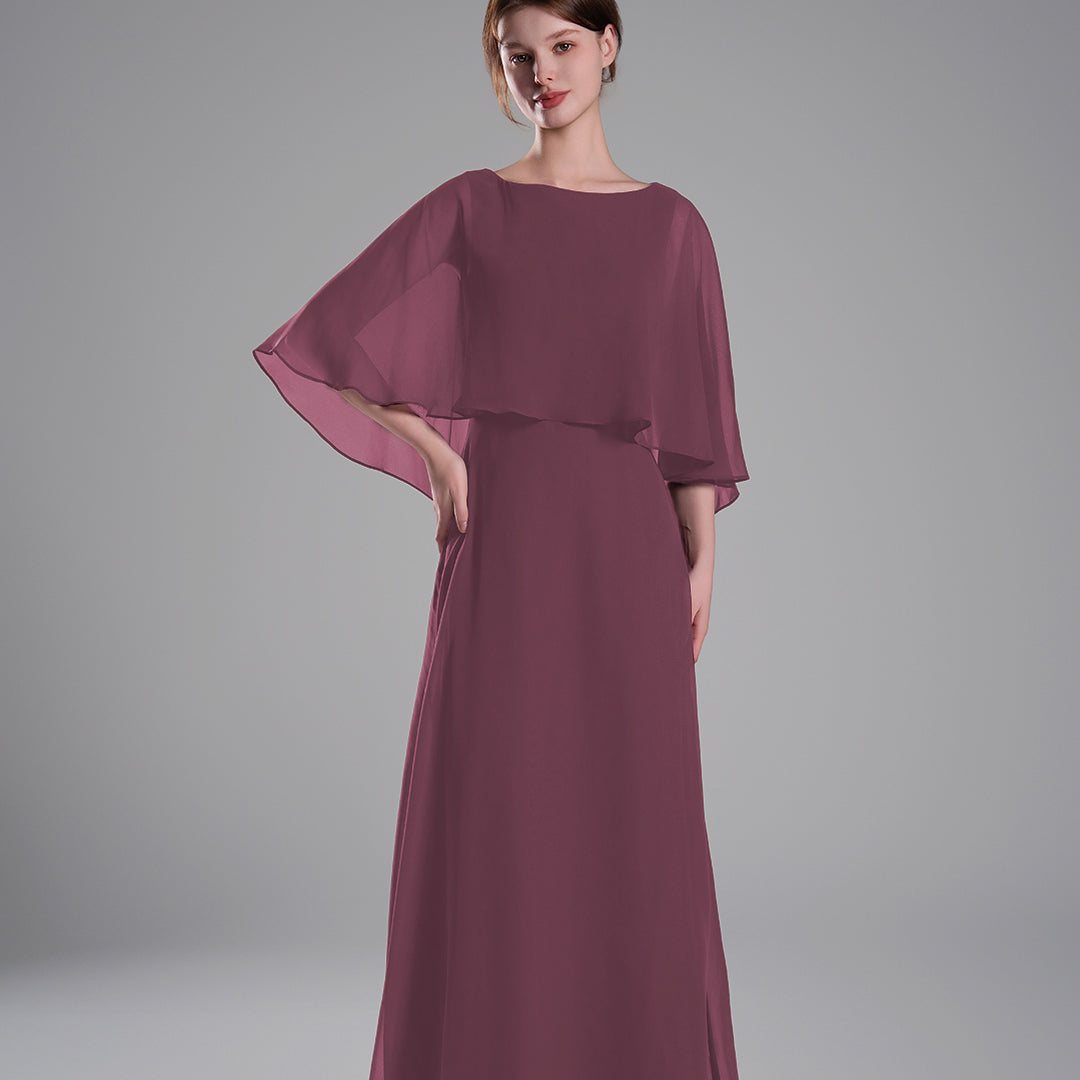 Draped Flutter Sleeves A Line Graceful Dresses