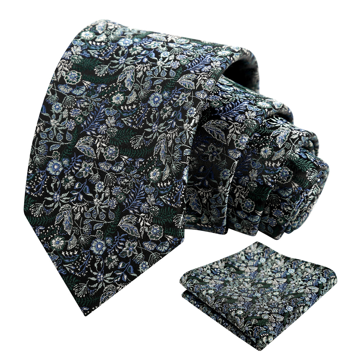 Mens Fresh Ditsy Floral Tie Set with Pocket Square for Spring Events-930