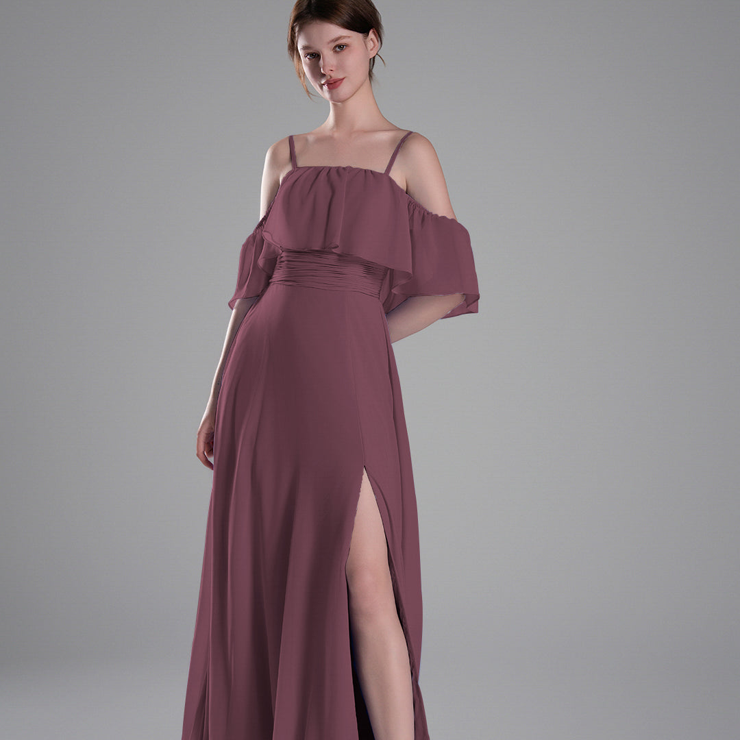 Adjustable Straps Off-Shoulder Ruffle Dresses