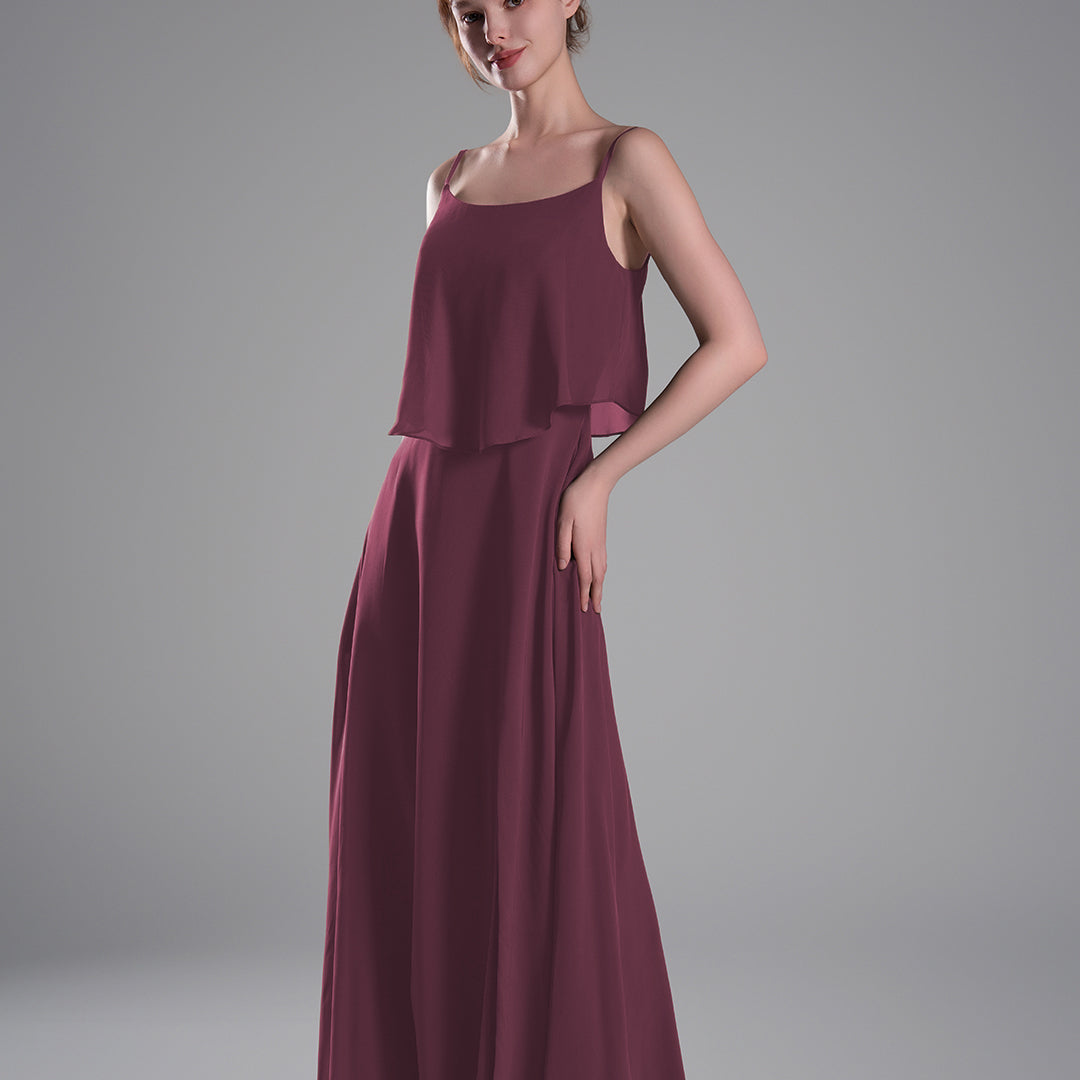 Spaghetti Straps FlowIing Hem Side Slits Dresses