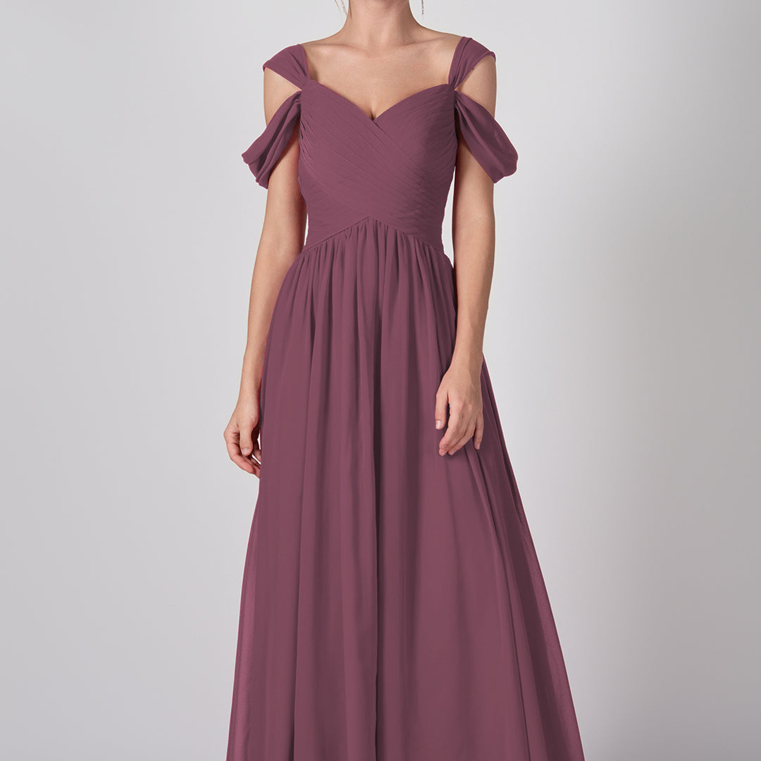 Drop Shoulder Pleated Chiffon Lace-up Dresses