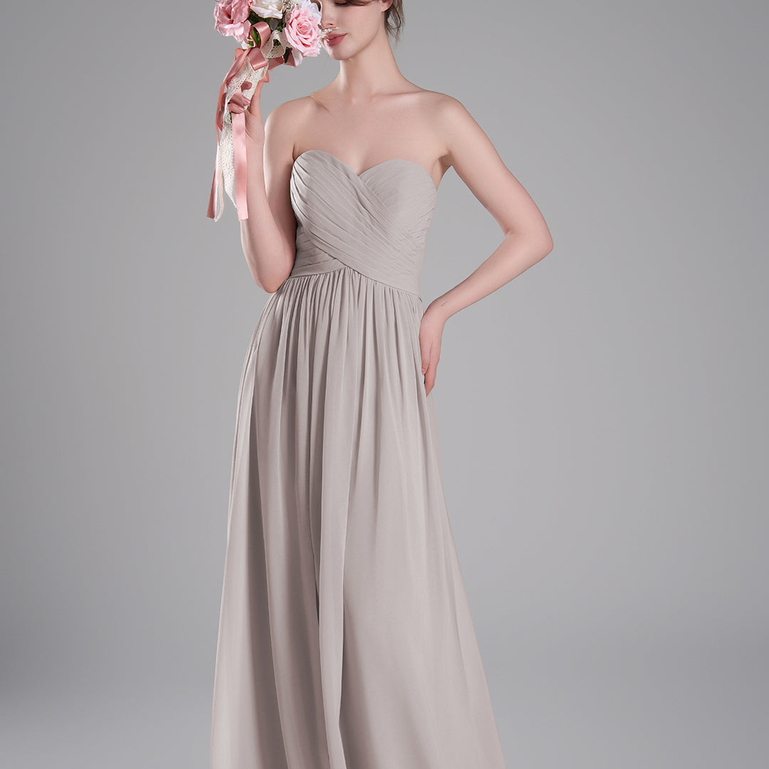 Sweetheart Neck Pleated Flowing A-Line Silhouette Dresses