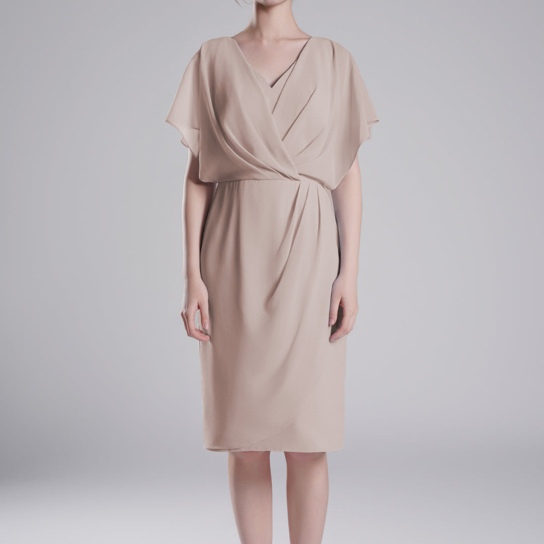 V-Neck Flowy Butterfly Sleeves Asymmetrical Wrap Dresses