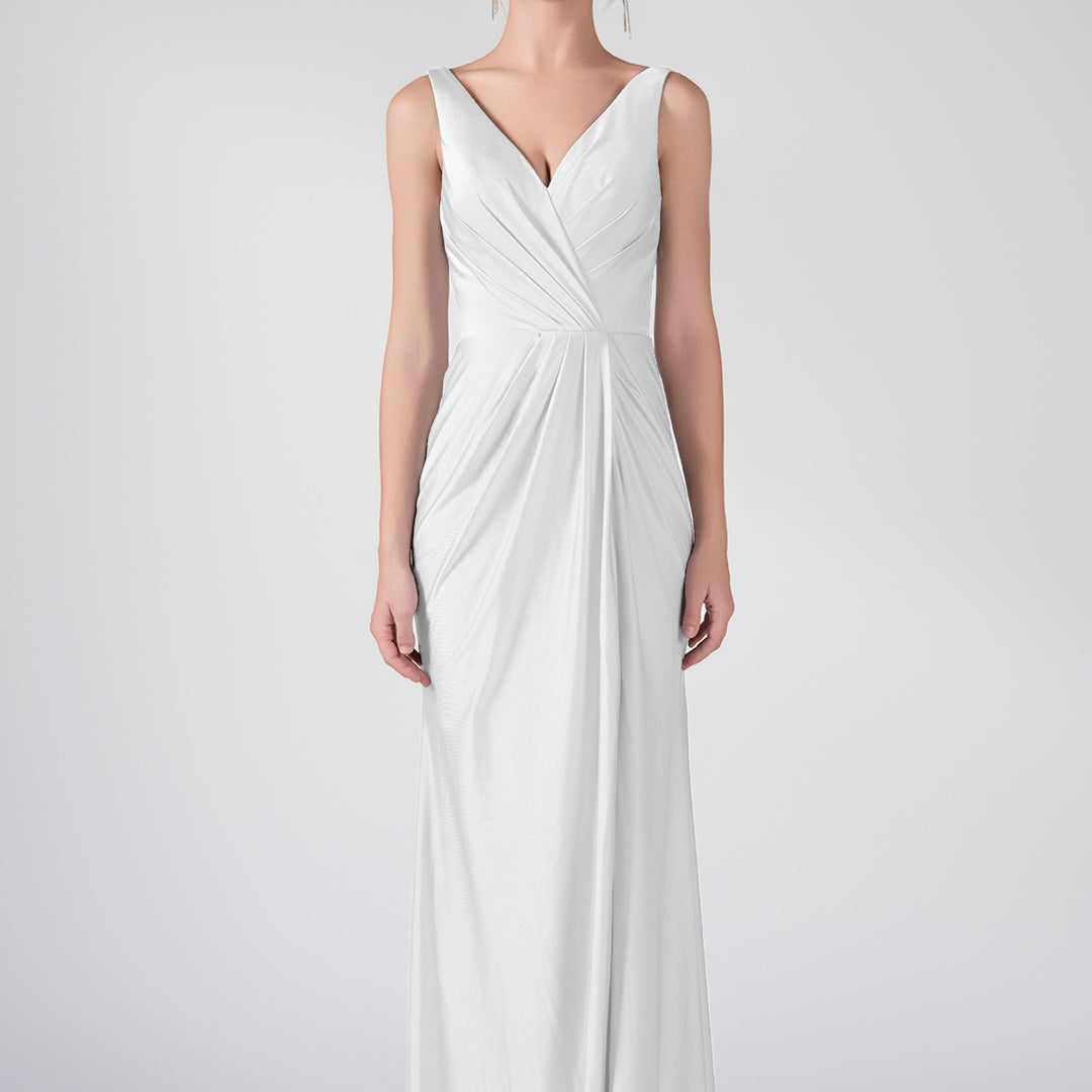 Tank Straps V-Neck Pleated Side Slit A-line Dresses