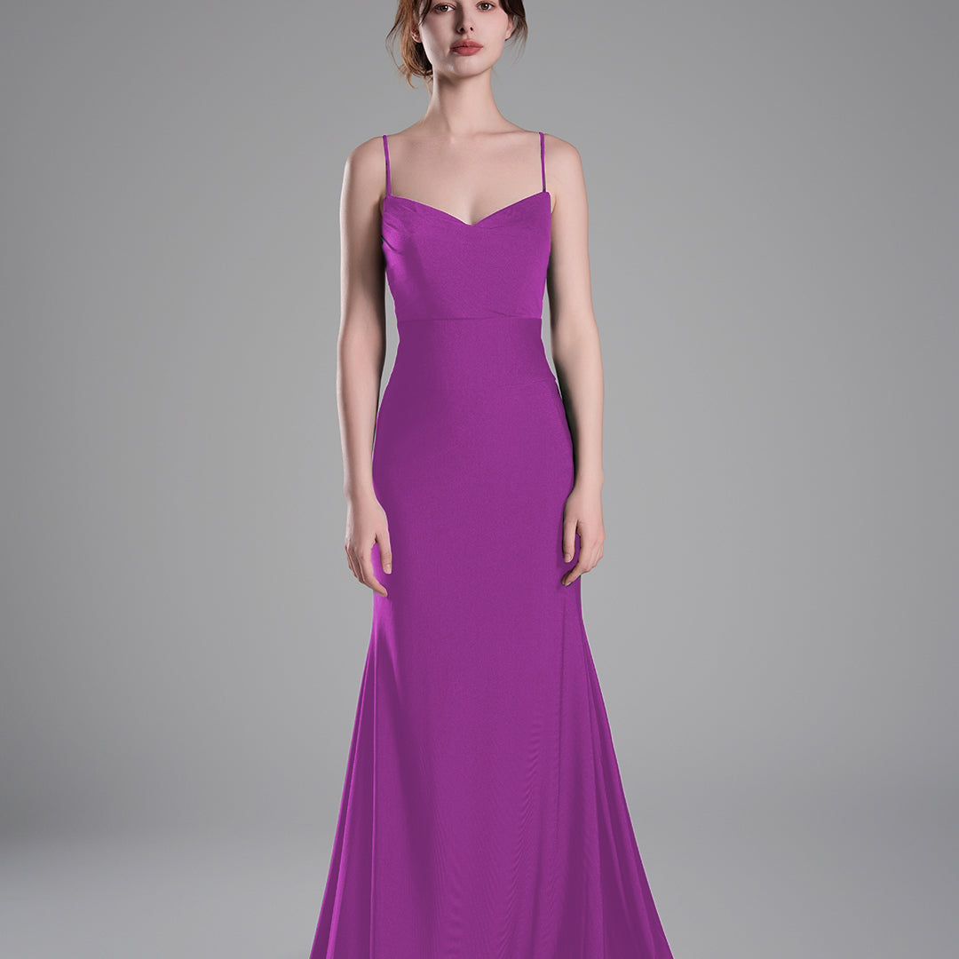 Spaghetti Straps Ruched Bodice Lace-Up Dresses