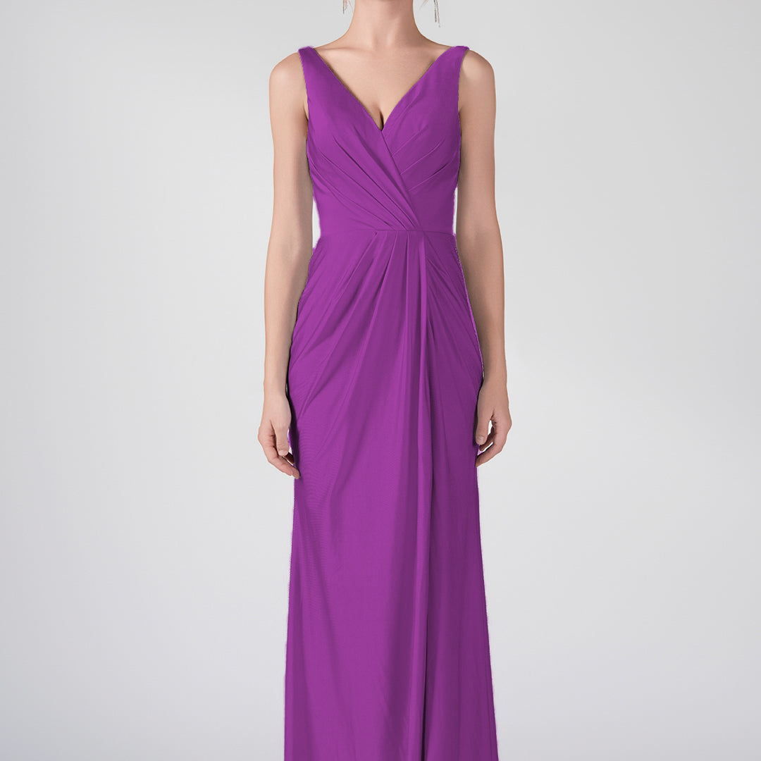 Tank Straps V-Neck Pleated Side Slit A-line Dresses
