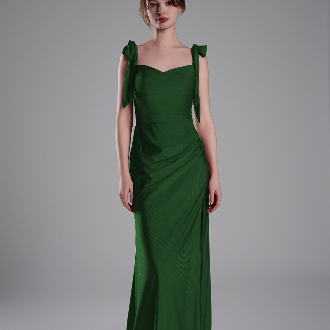 Elegant Double Straps Slit Ribbon Ties Dresses
