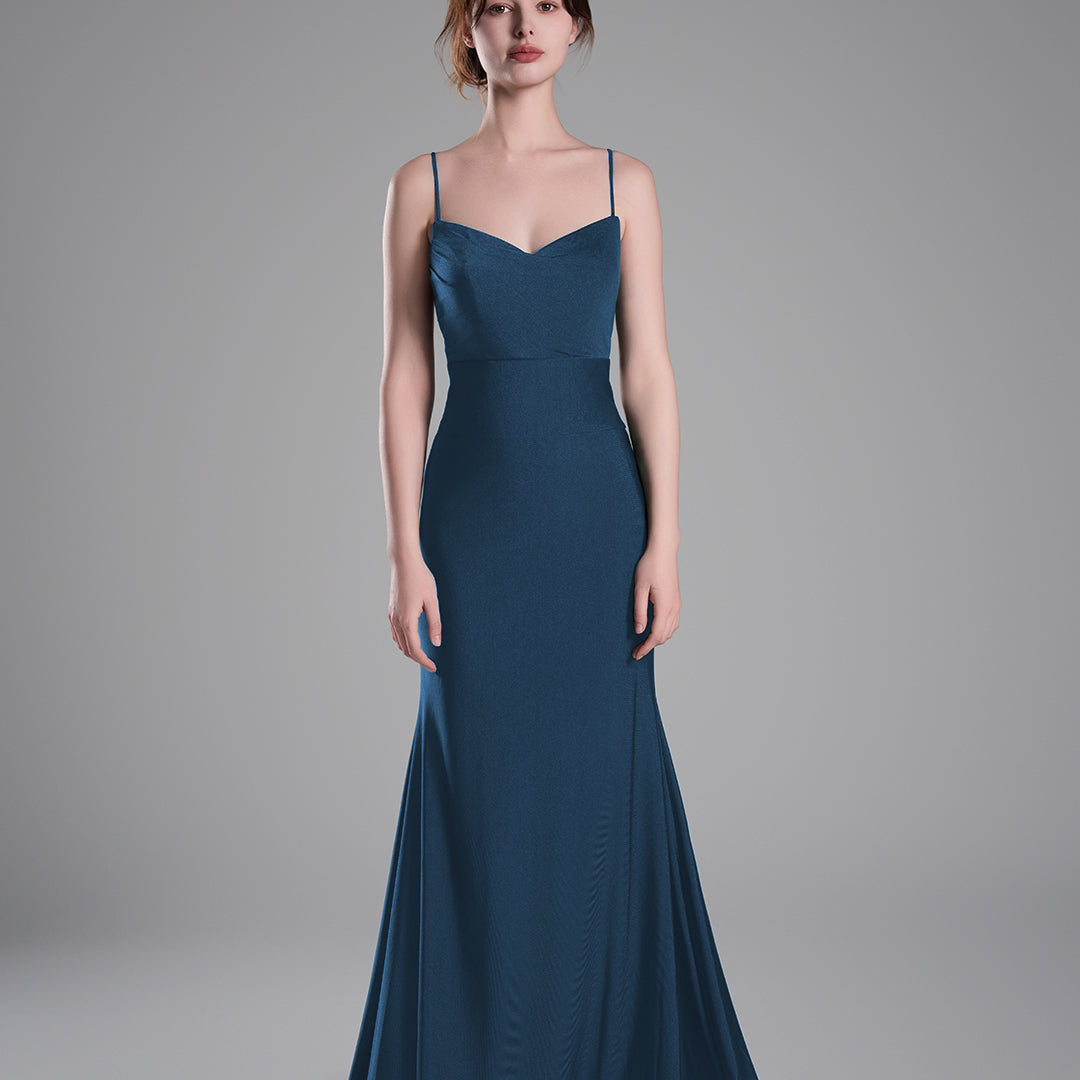 Spaghetti Straps Ruched Bodice Lace-Up Dresses