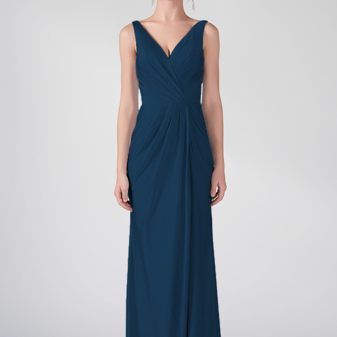 Tank Straps V-Neck Pleated Side Slit A-line Dresses