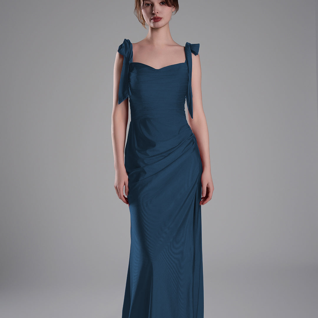 Elegant Double Straps Slit Ribbon Ties Dresses