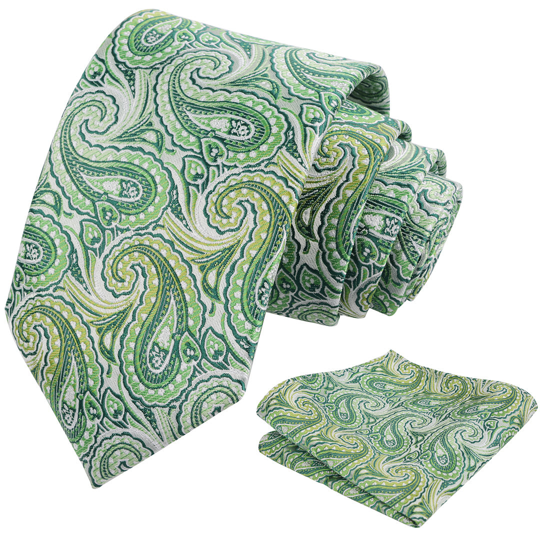 Mens 3.15'' Gradient Paisley Tie Set with Hanky Casual Floral Necktie Set-900