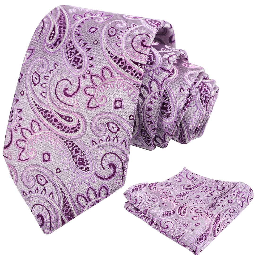 Mens 3.15'' Paisley Tie Set with Hanky Casual Floral Necktie Set-901