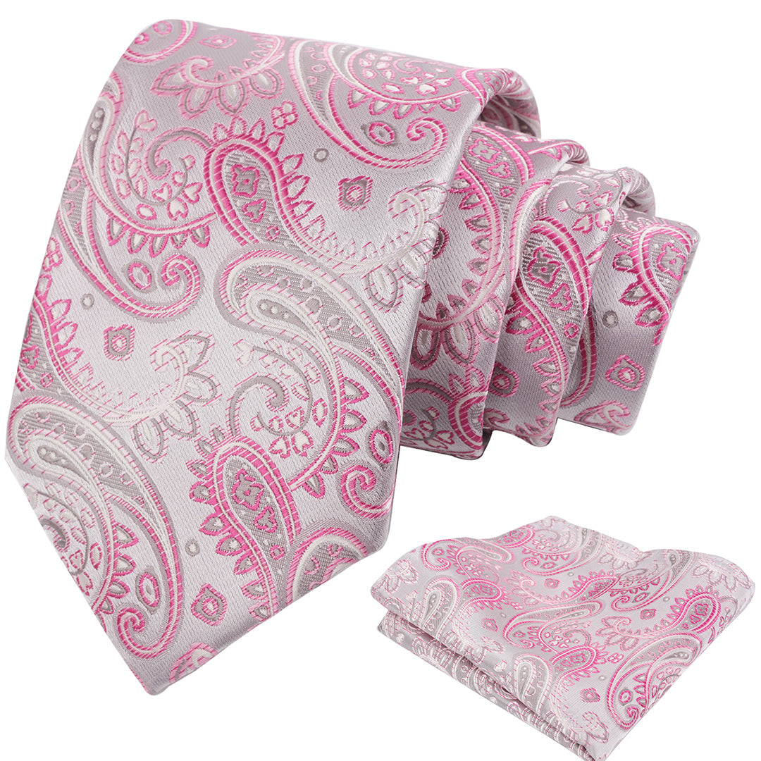 Mens 3.15'' Paisley Tie Set with Hanky Casual Floral Necktie Set-901
