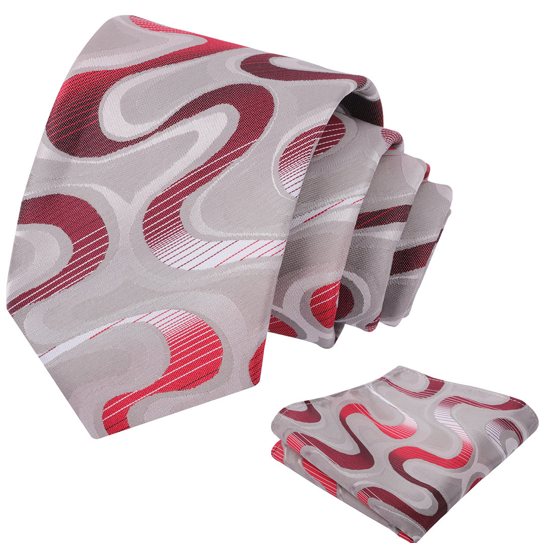 Mens 3.15inches Gradient Wave Pattern Tie Set with Pocket Square Casual Color Clash Tie Set-902