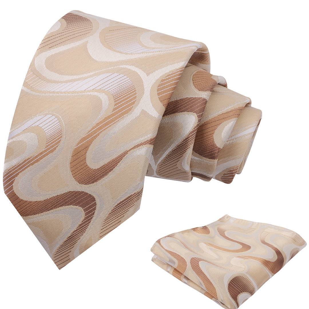 Mens 3.15inches Gradient Wave Pattern Tie Set with Pocket Square Casual Color Clash Tie Set-902