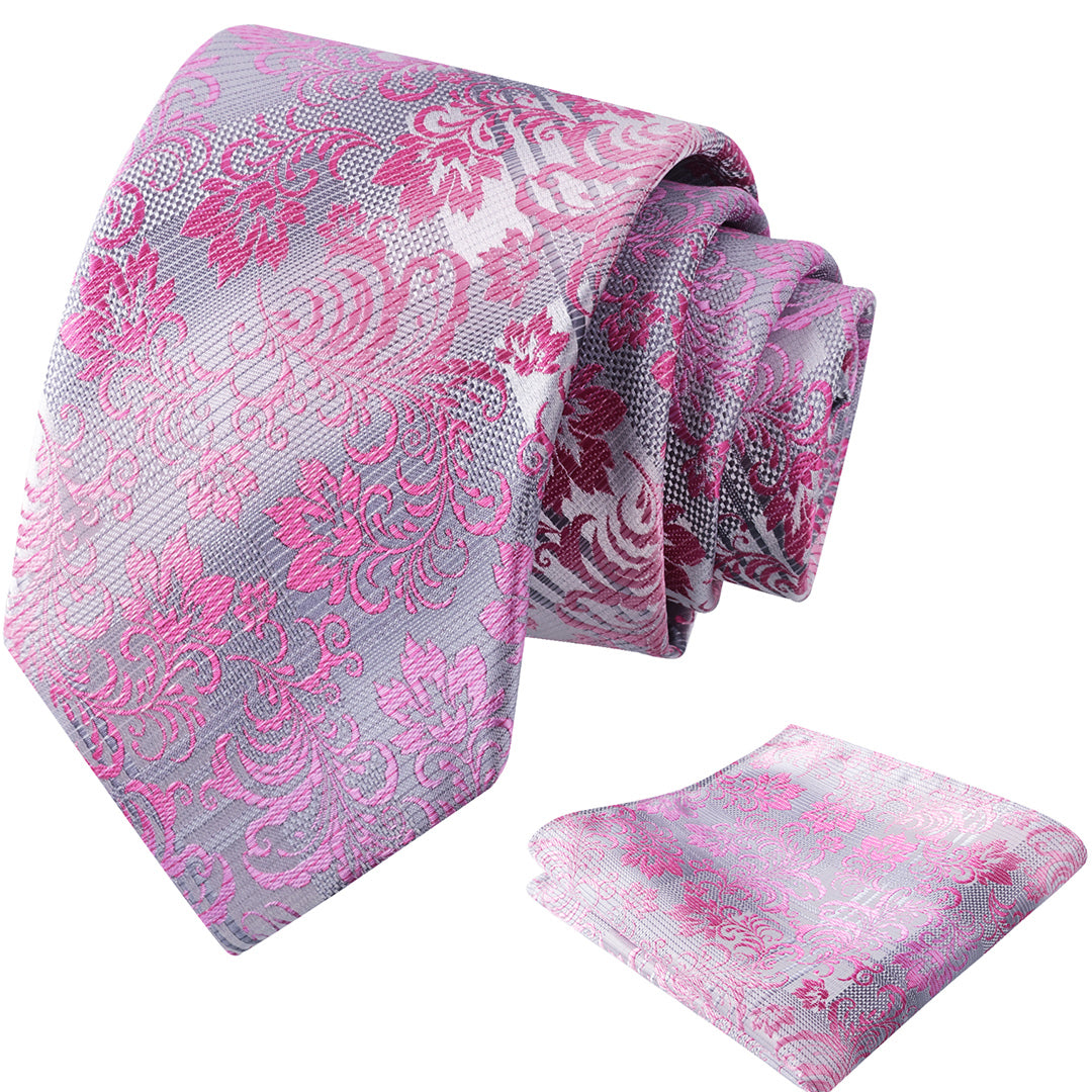 Mens 3.15'' Gradient Leaf Pattern Tie Set with Pocket Square Casual Tie Set-905