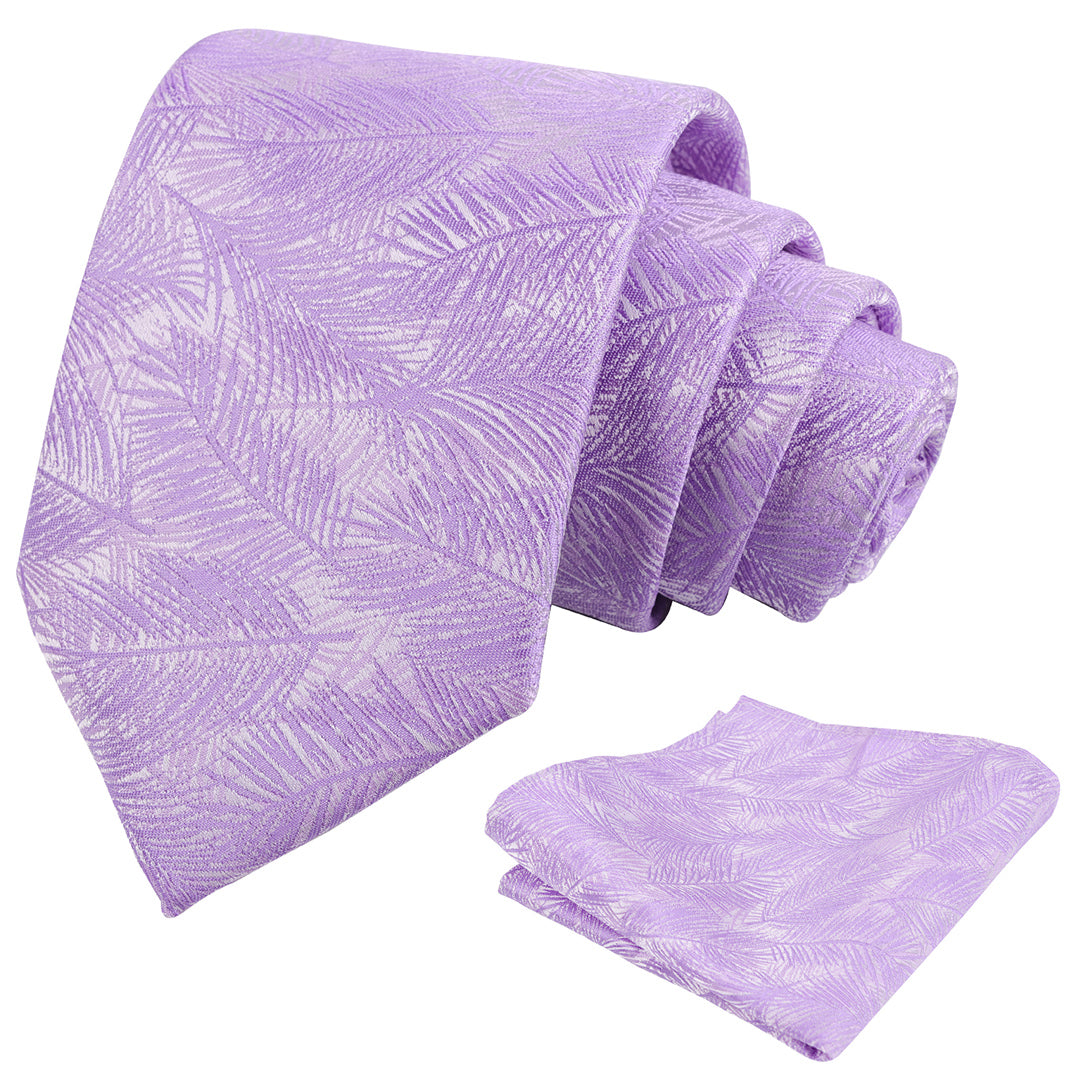 Mens 3.15'' Leaves Pattern Tie and Hanky Elegant Romantic Wedding Party Necktie Set-916