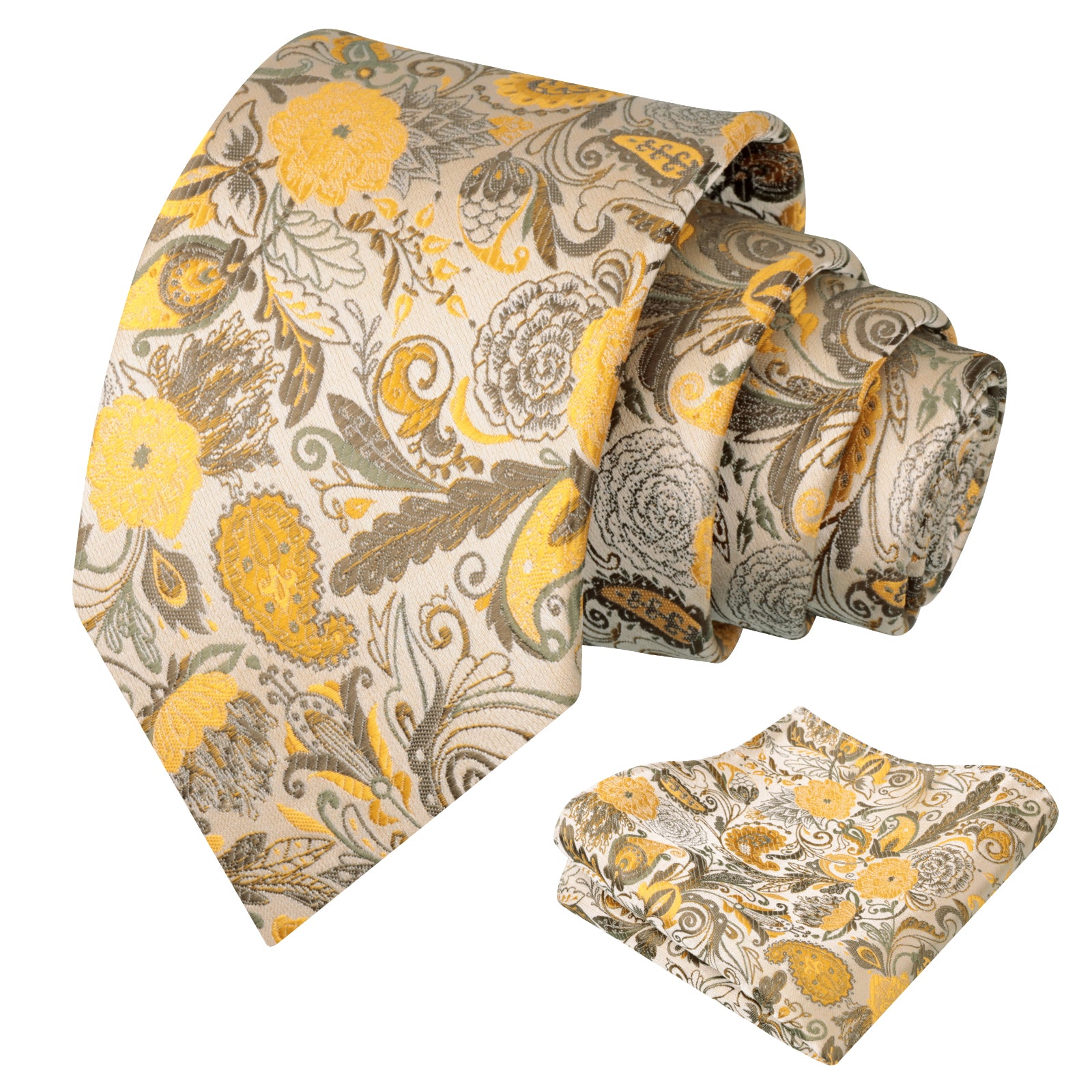 Mens 3.15 Inch Luxury Floral Tie Set with Intricate Woven Patterns-924