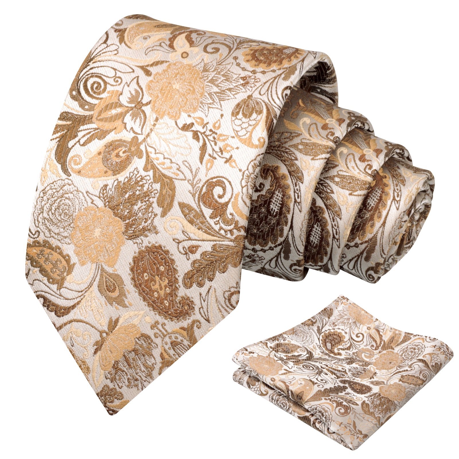 Mens 3.15 Inch Luxury Floral Tie Set with Intricate Woven Patterns-924