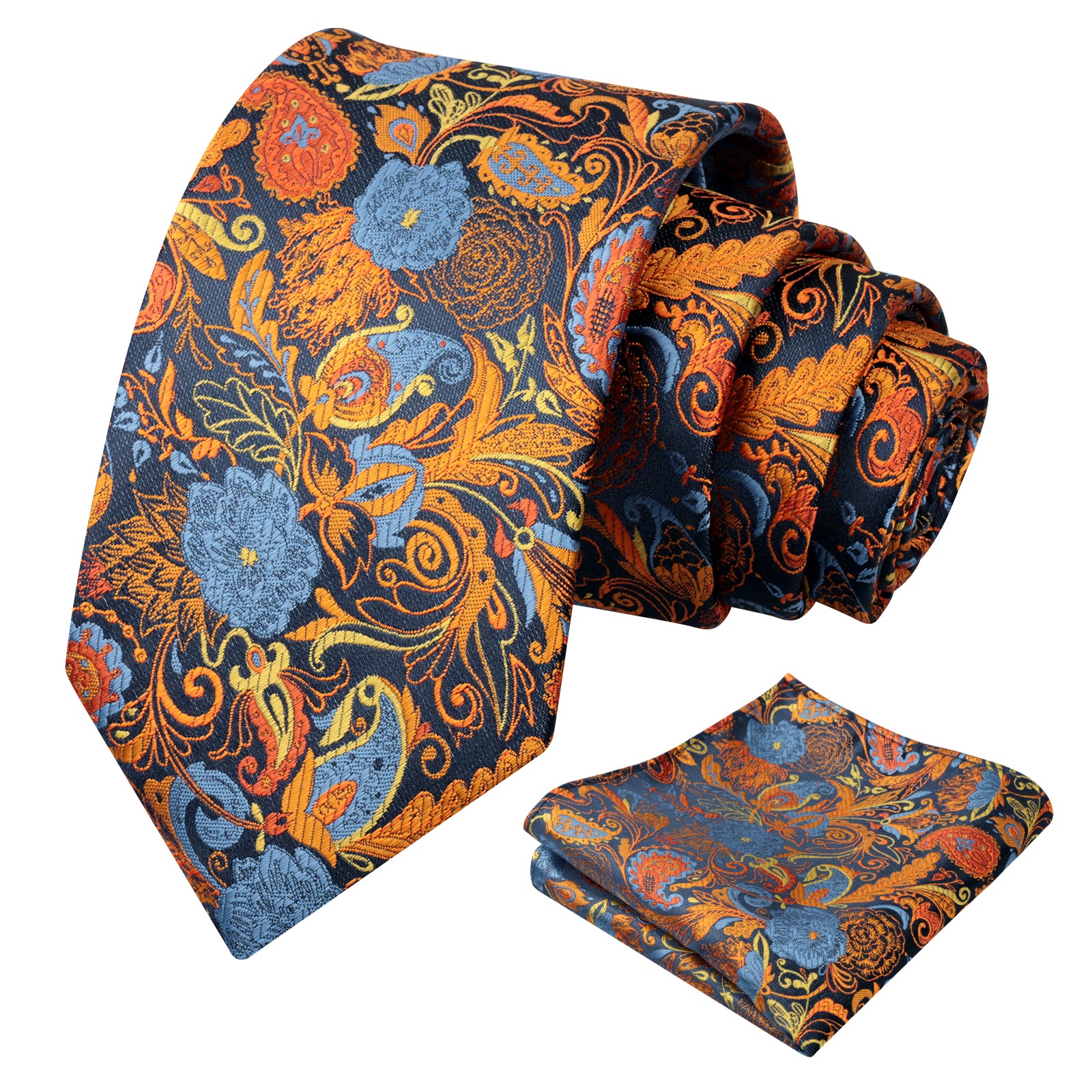 Mens 3.15 Inch Luxury Floral Tie Set with Intricate Woven Patterns-924