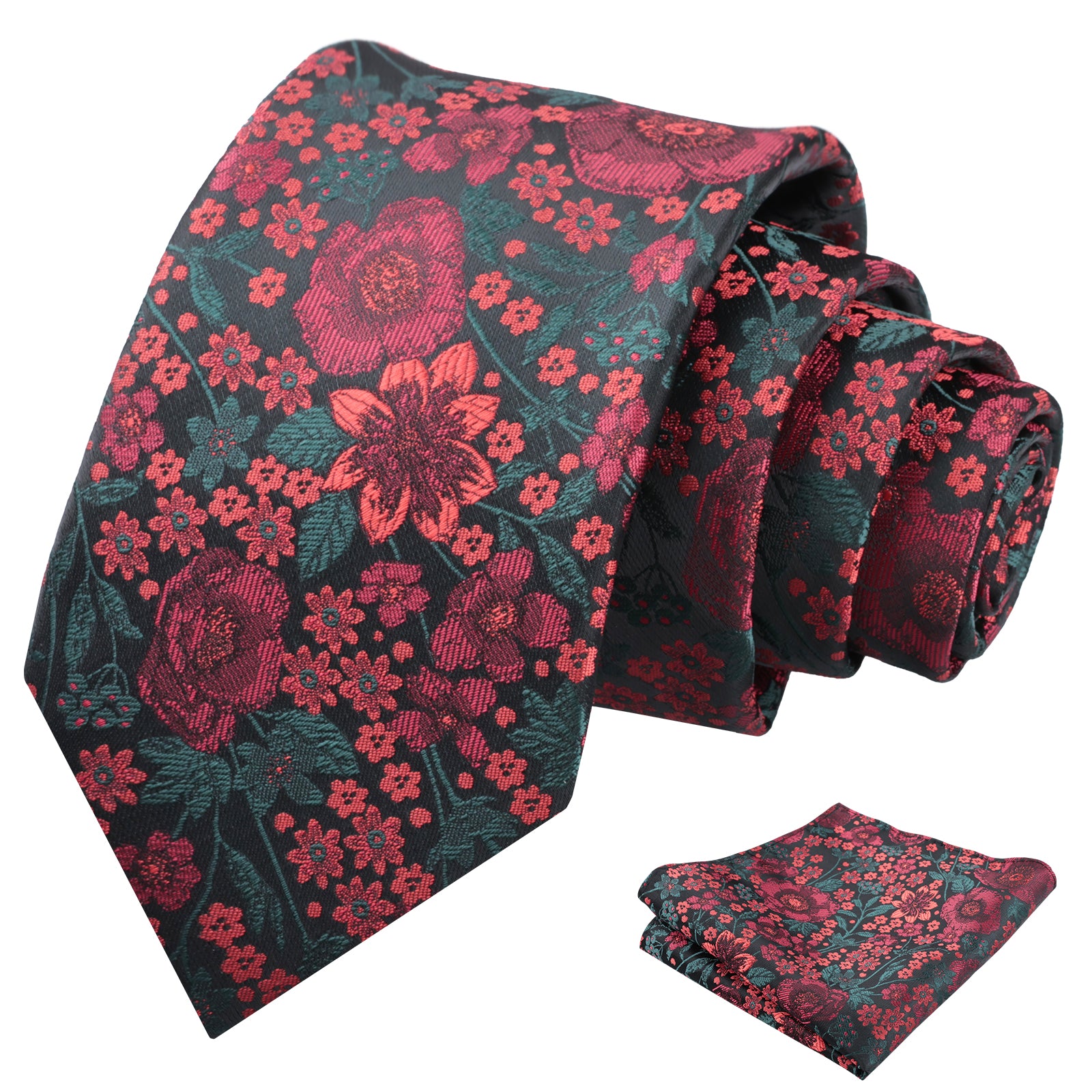Mens 3.15 Inch Small Floral Ditsy Print Design Tie Pocket Square Set-926