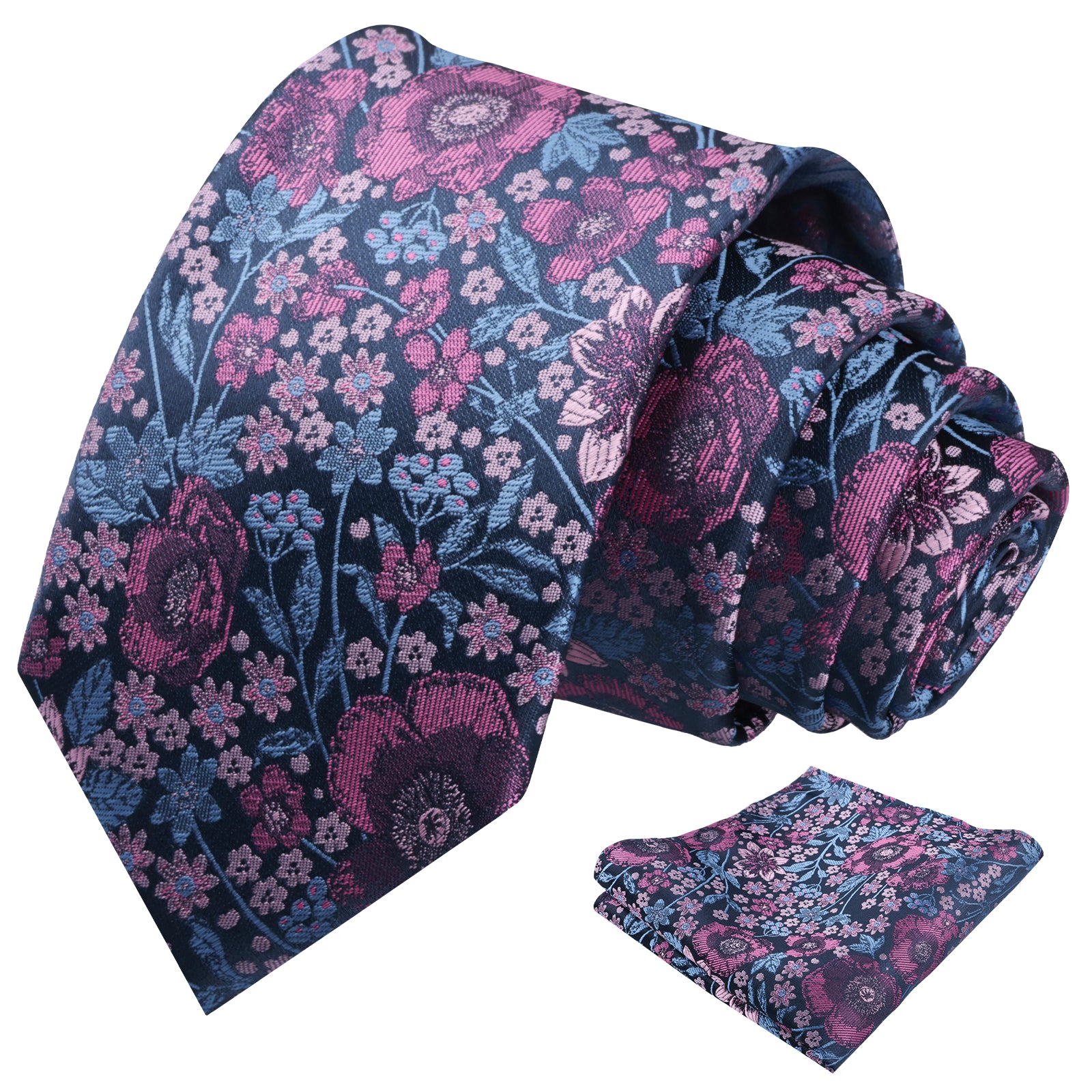 Mens 3.15 Inch Small Floral Ditsy Print Design Tie Pocket Square Set-926
