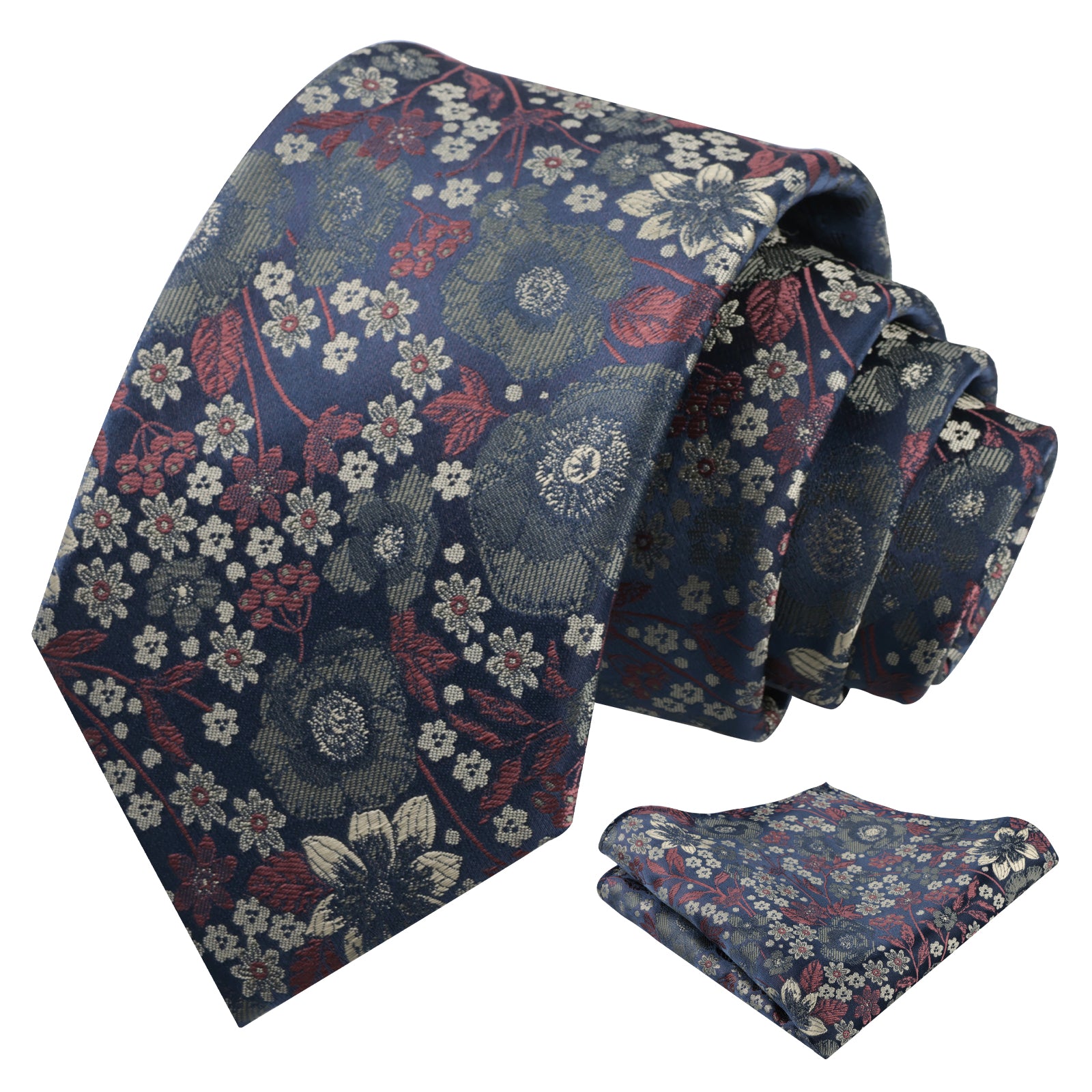 Mens 3.15 Inch Small Floral Ditsy Print Design Tie Pocket Square Set-926