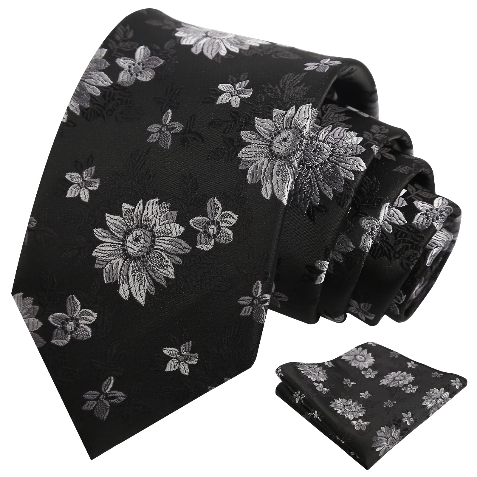 Mens Spring Floral Tie and Pocket Square Set 3.15 Inch in Soft Tones-927