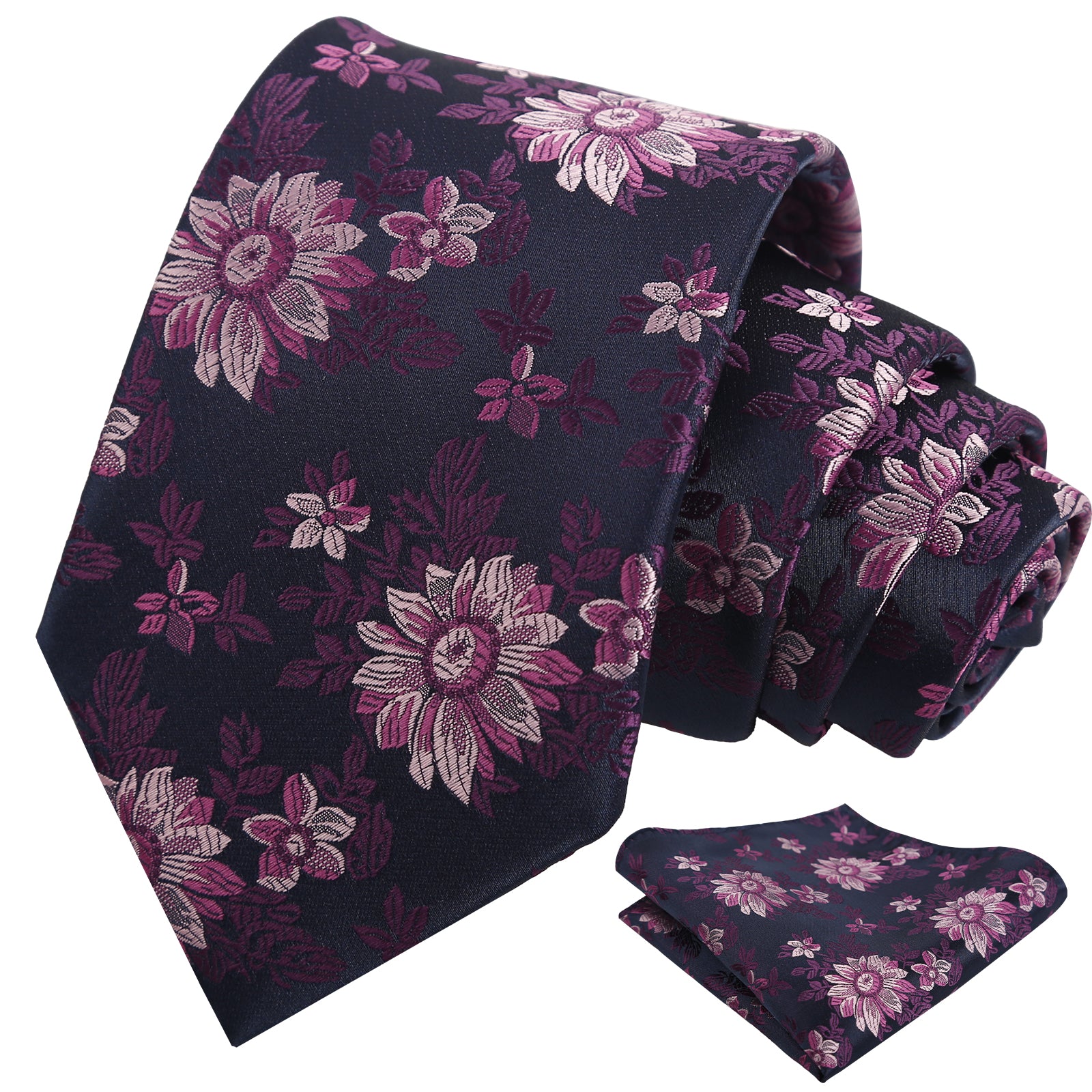 Mens Spring Floral Tie and Pocket Square Set 3.15 Inch in Soft Tones-927