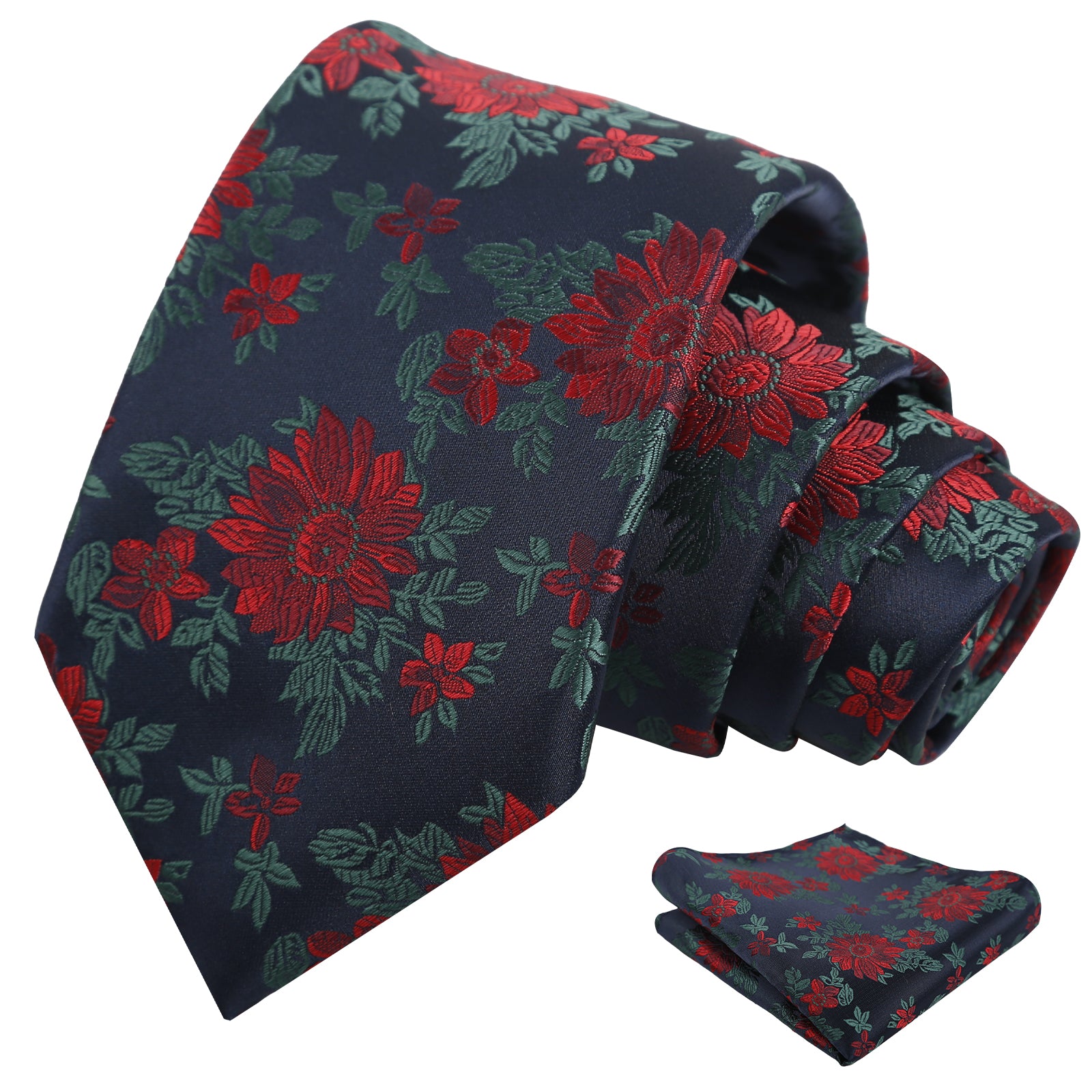 Mens Spring Floral Tie and Pocket Square Set 3.15 Inch in Soft Tones-927