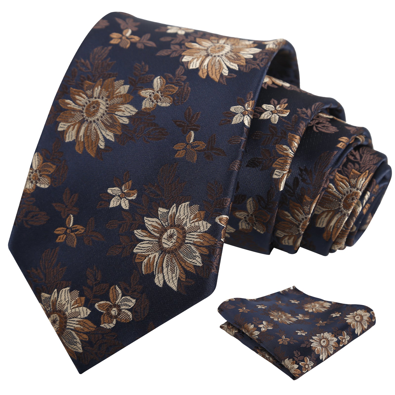 Mens Spring Floral Tie and Pocket Square Set 3.15 Inch in Soft Tones-927
