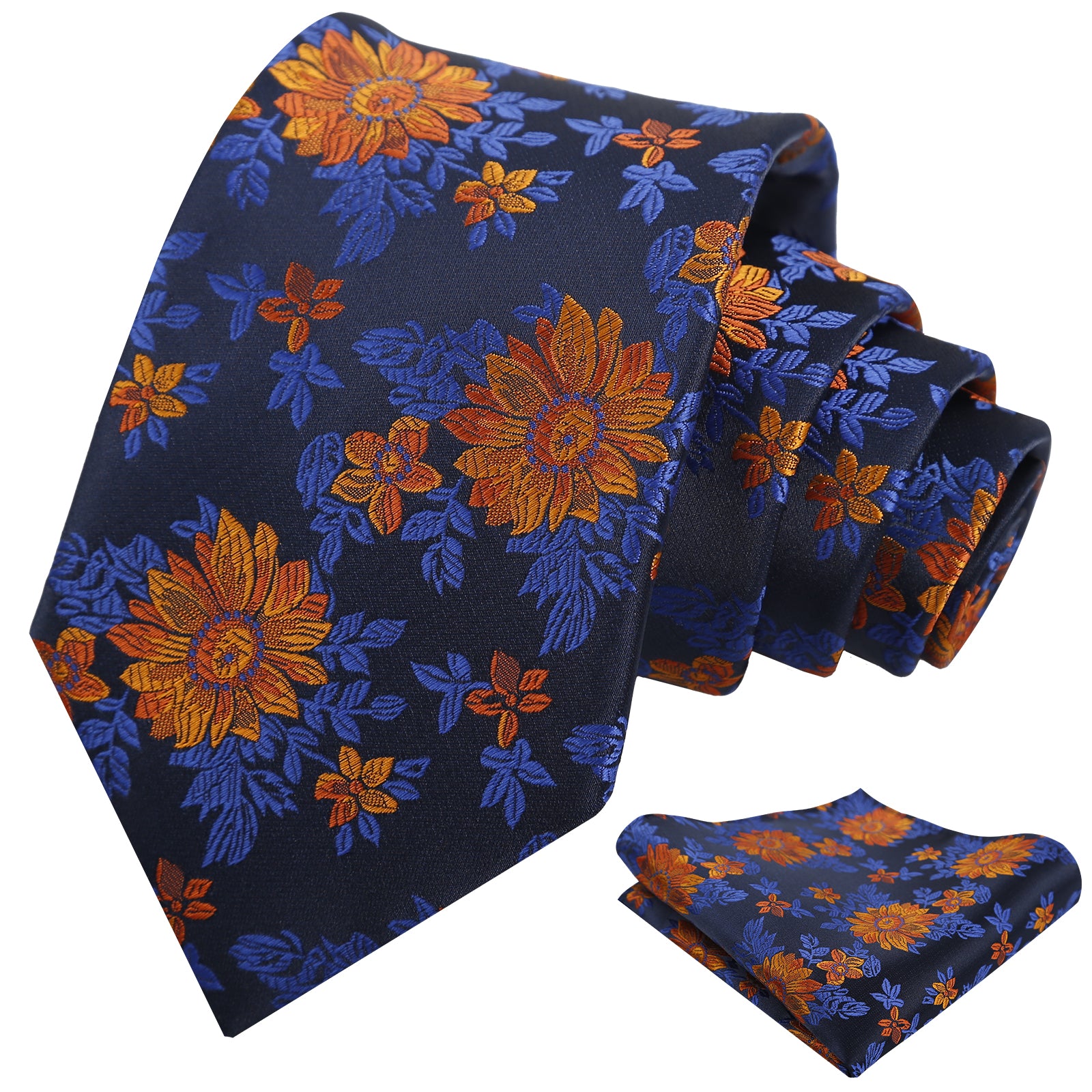 Mens Spring Floral Tie and Pocket Square Set 3.15 Inch in Soft Tones-927