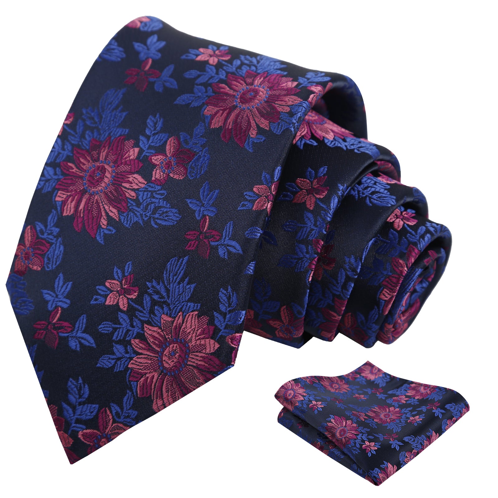Mens Spring Floral Tie and Pocket Square Set 3.15 Inch in Soft Tones-927
