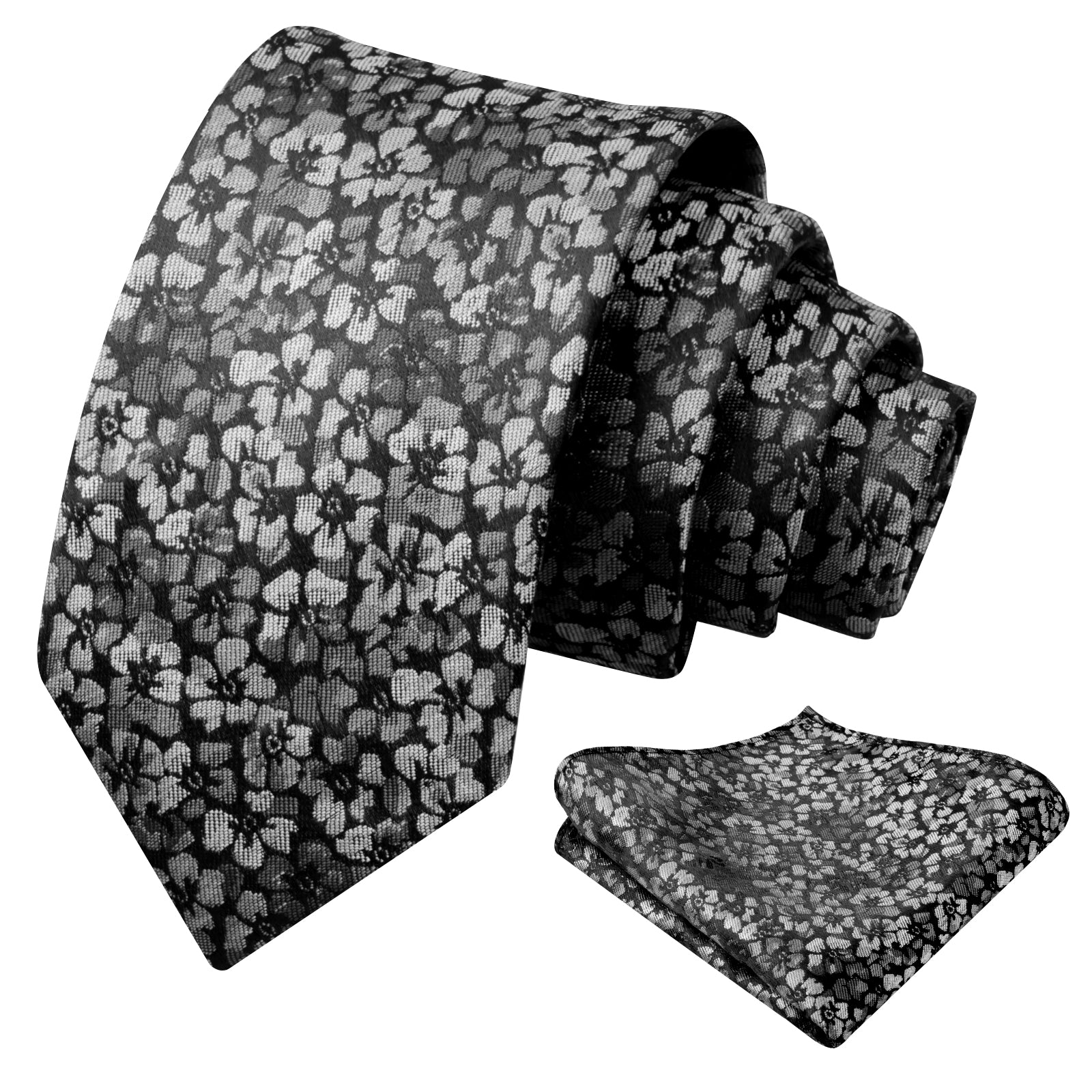 Mens Muted Vintage Floral Tie Set with Pocket Square for Dinner Date and Romantic Occasions-929