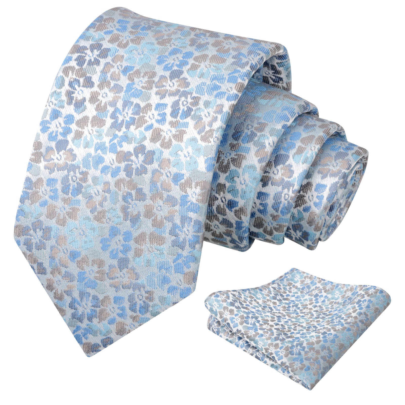 Mens Muted Vintage Floral Tie Set with Pocket Square for Dinner Date and Romantic Occasions-929