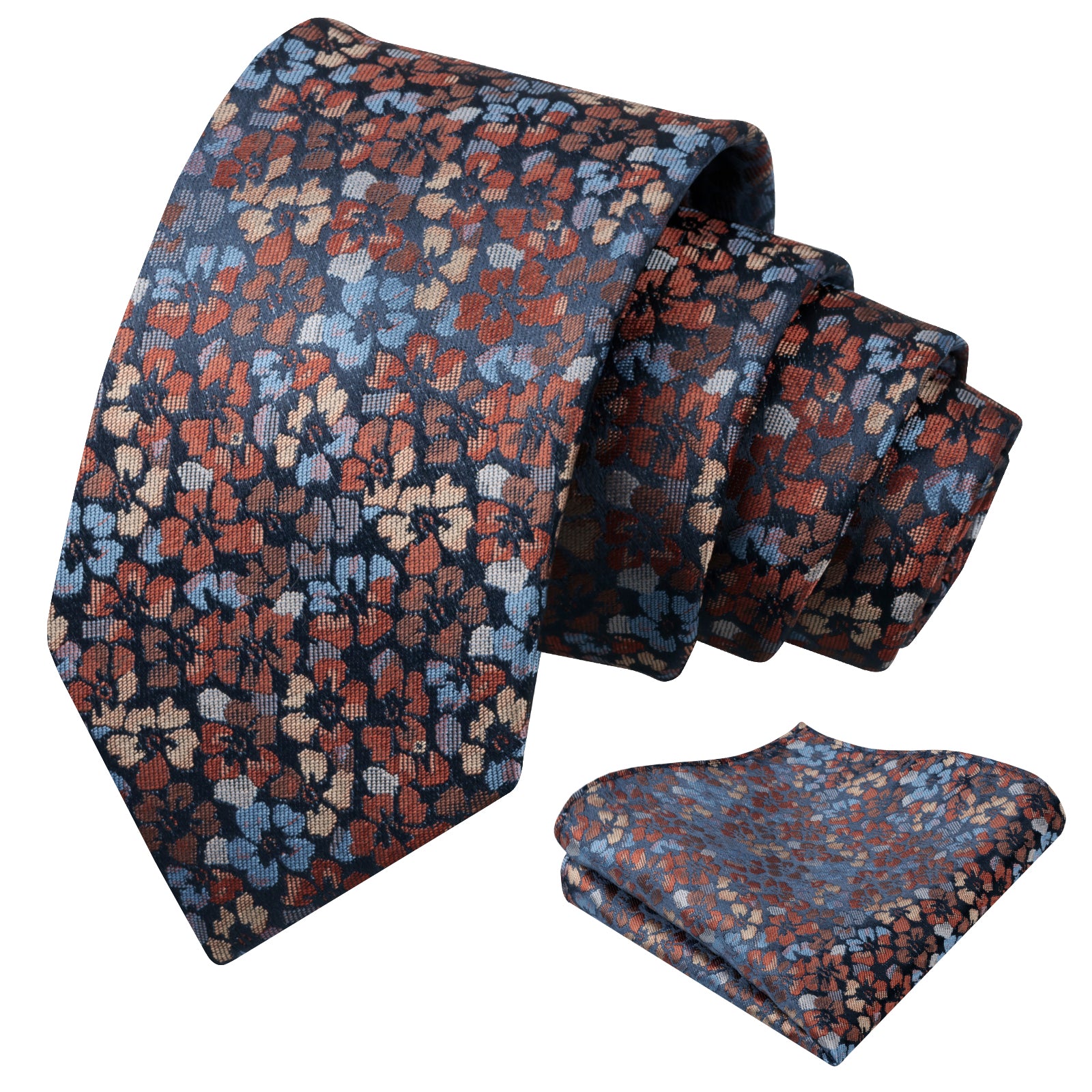 Mens Muted Vintage Floral Tie Set with Pocket Square for Dinner Date and Romantic Occasions-929