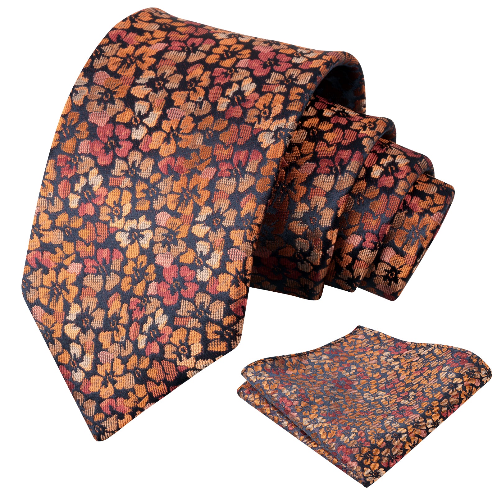 Mens Muted Vintage Floral Tie Set with Pocket Square for Dinner Date and Romantic Occasions-929