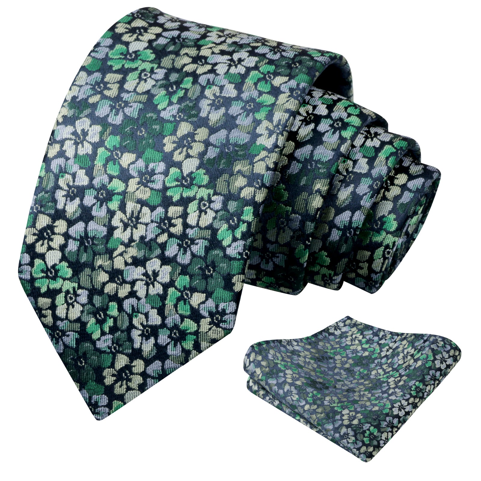 Mens Muted Vintage Floral Tie Set with Pocket Square for Dinner Date and Romantic Occasions-929